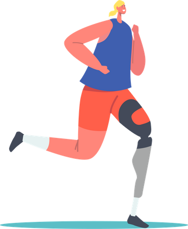 Disabled Sportswoman with Amputated Limb Running Competition  Illustration