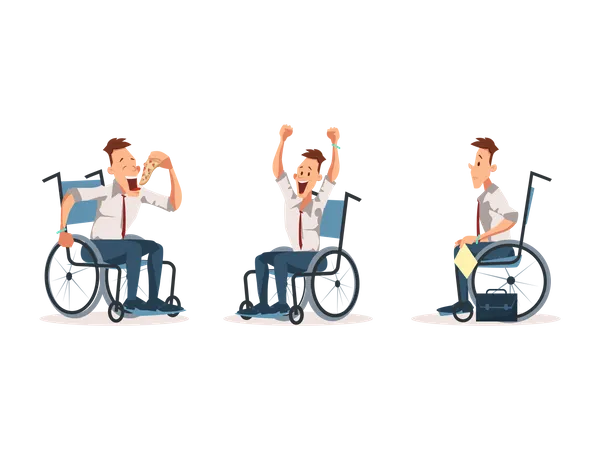 Disabled Wheelchair Coworker Express Emotion  Illustration