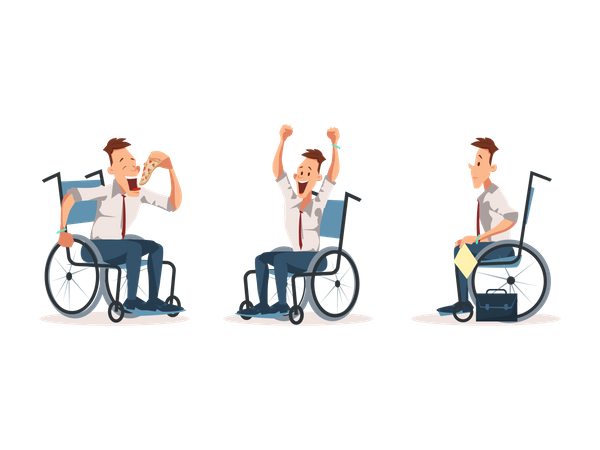 Disabled Wheelchair Coworker Express Emotion  Illustration