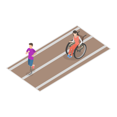 Disabled woman crossing girl  Illustration