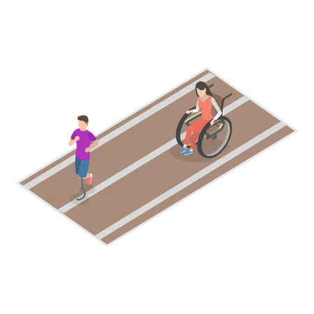 Disabled woman crossing girl  Illustration