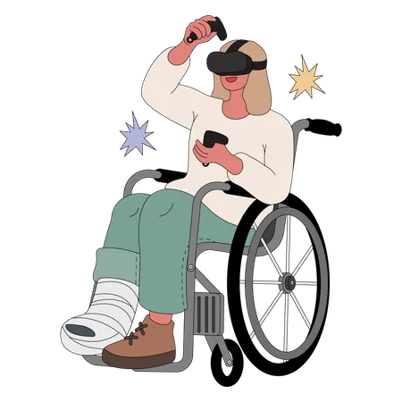 Disabled woman experiencing VR Illustration