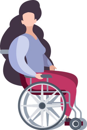 Disabled woman on wheelchair  Illustration