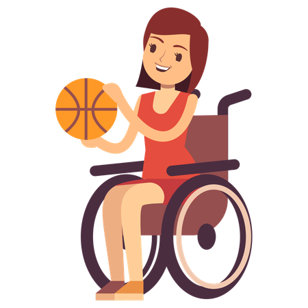 Disabled woman playing basketball in wheelchair  Illustration