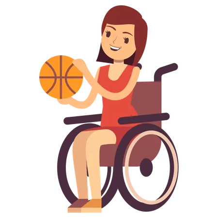Disabled woman playing basketball in wheelchair  Illustration
