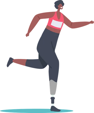 Disabled woman running a marathon  Illustration