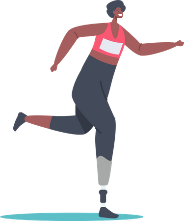 Disabled woman running a marathon  Illustration