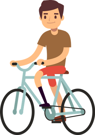 Disabled young man riding cycle  Illustration