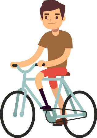 Disabled young man riding cycle  Illustration