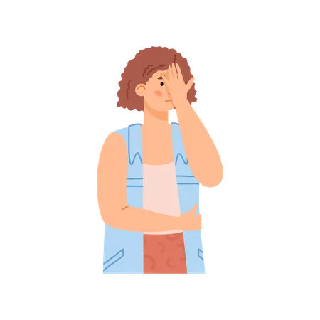 Disappointed confused woman with hand on head  Illustration