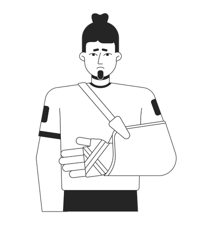 Disappointed man with broken arm  イラスト