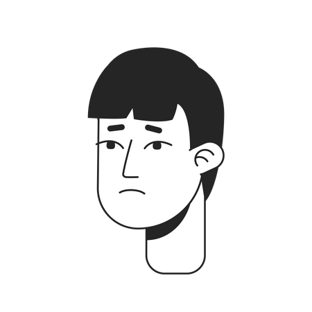 Disappointed young asian man with bang  Illustration