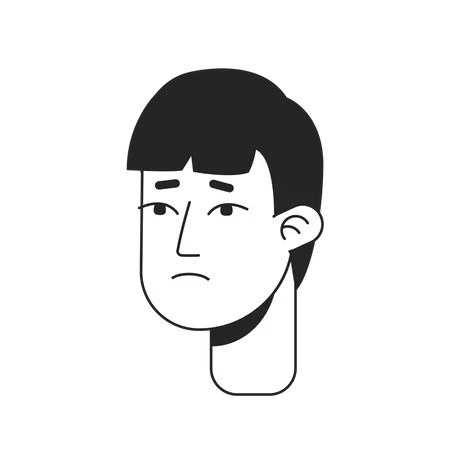 Disappointed young asian man with bang  Illustration