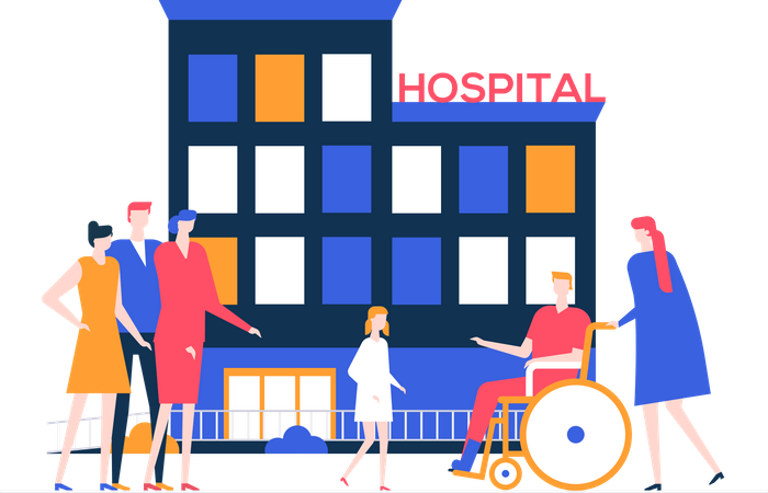 Discharge from the hospital  Illustration