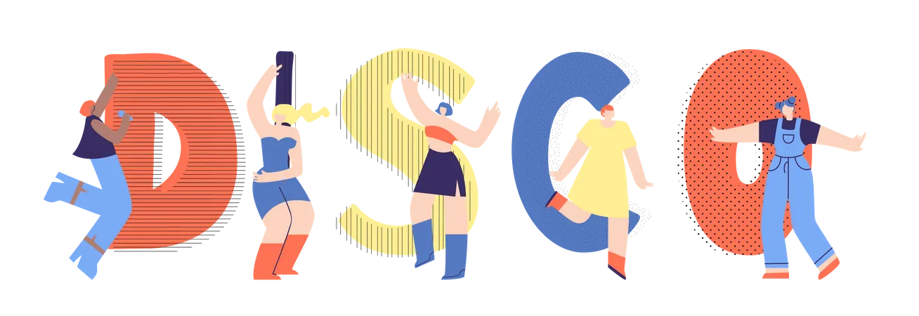 Disco and Dancing People Illustration