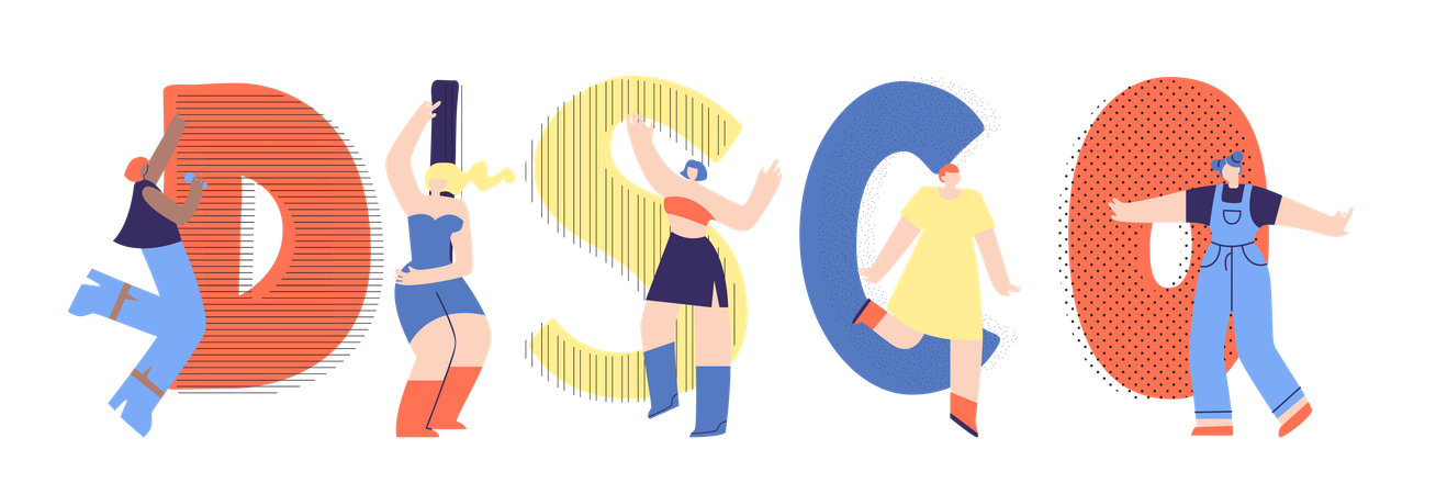 Disco and Dancing People  イラスト