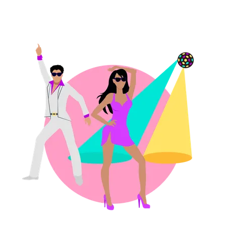 Disco And Electronic Dance Conceptual Banner In Flat Design Dance Music Club Music Party And Dancer Couple And Entertainment Event Fashion Music Nightlife And Popular Leisure Illustration Vector Illustration