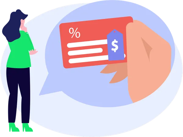 Discount Card received by woman  Illustration