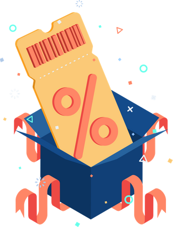 Discount Coupon inside Present Box  Illustration