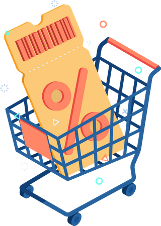 Discount Coupon inside Shopping Cart Illustration