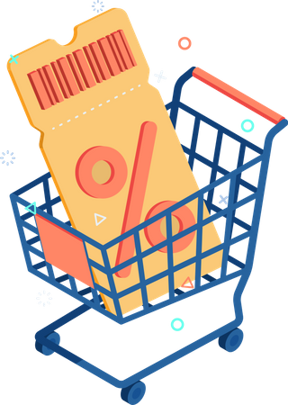 Discount Coupon inside Shopping Cart  Illustration