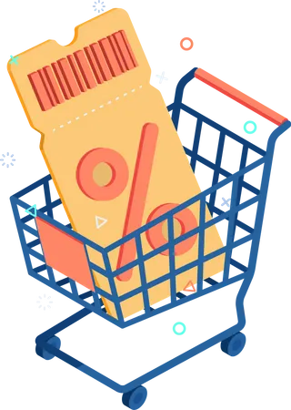 Discount Coupon inside Shopping Cart  Illustration