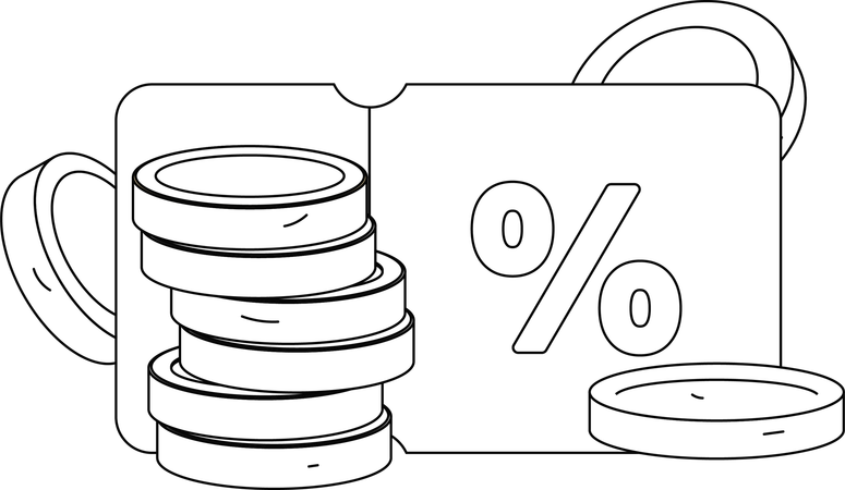Discount coupon with coins  Illustration