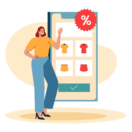 Discount In Online Store  Illustration