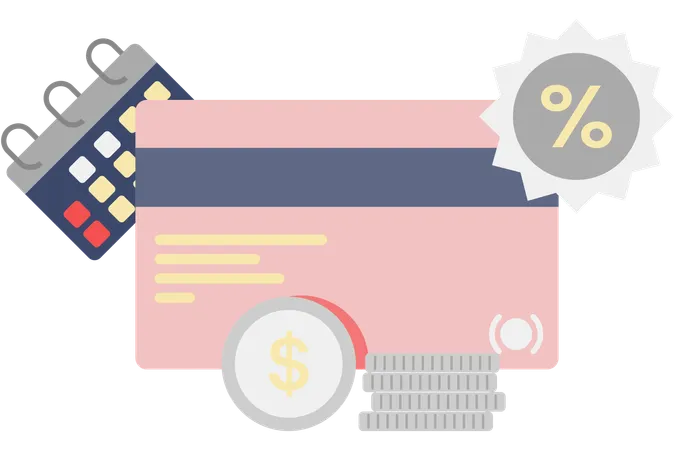 Discount on payment using a credit card  Illustration