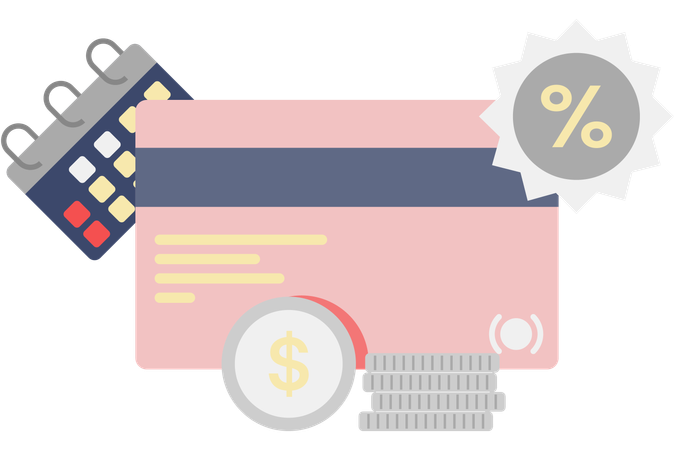 Discount on payment using a credit card  Illustration