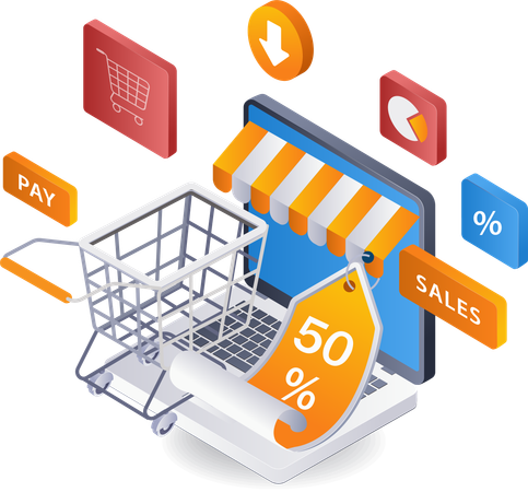 Discount online shopping ecommerce  Illustration