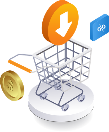 Discount shopping cart  Illustration