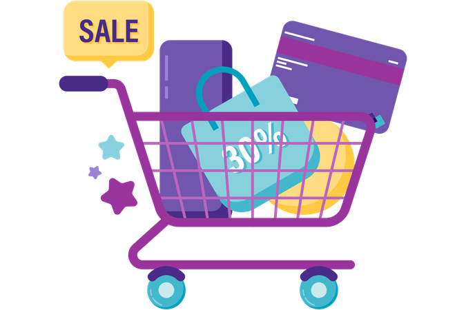 Discount shopping cart  Illustration