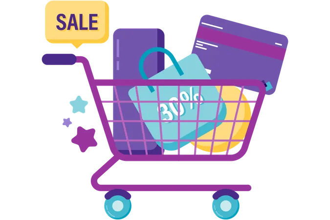 Discount shopping cart  Illustration