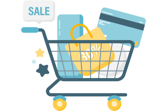 Discount shopping cart  Illustration