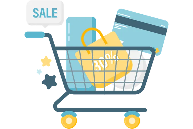 Discount shopping cart  Illustration