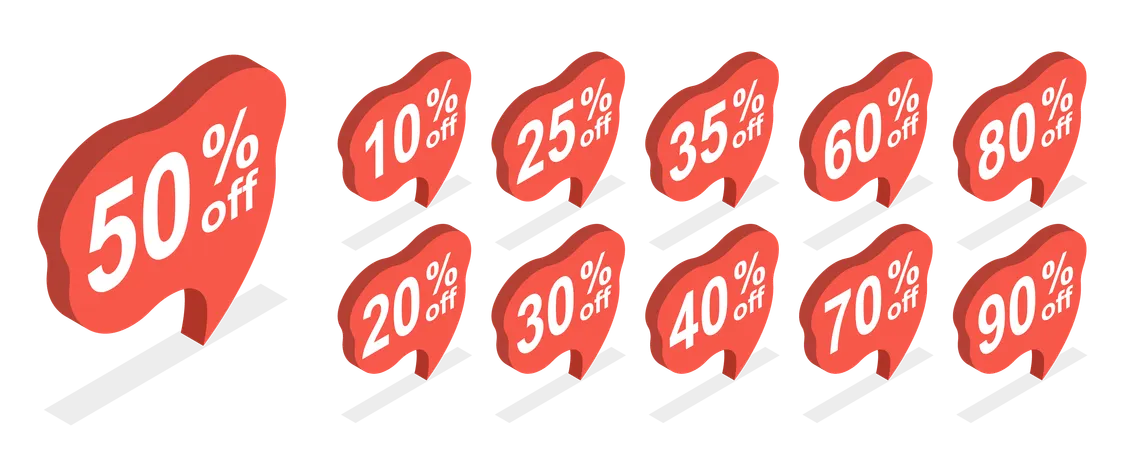 Discount Speech Bubble Tags  Illustration
