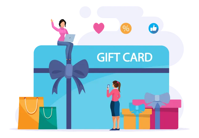 Gift Card Vector Concept Gift Card And Promotion Strategy Gift Voucher Discount Coupon And Gift Certificate Concept イラスト
