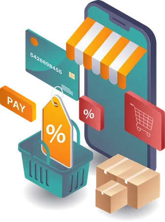 Discounts in Online Shopping via Smartphone Technology  Illustration