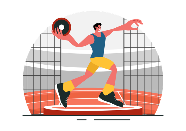 Discus Throw Playing  Illustration