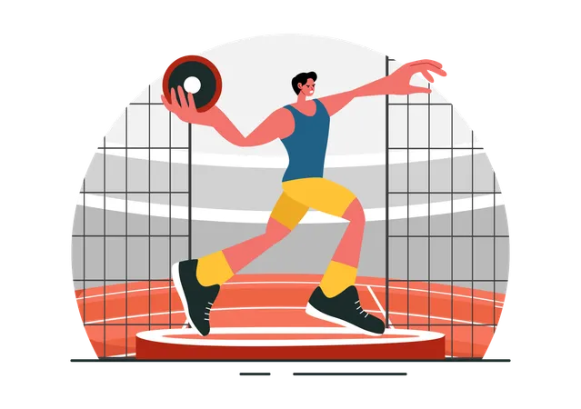 Discus Throw Playing  Illustration