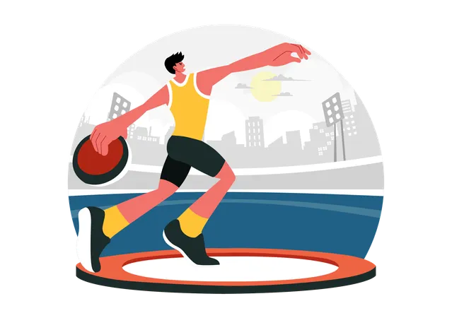 Discus Throw Playing participation  Illustration