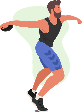 Discus Throwing Athlete Exhibits Powerful Rotational Technique  Illustration