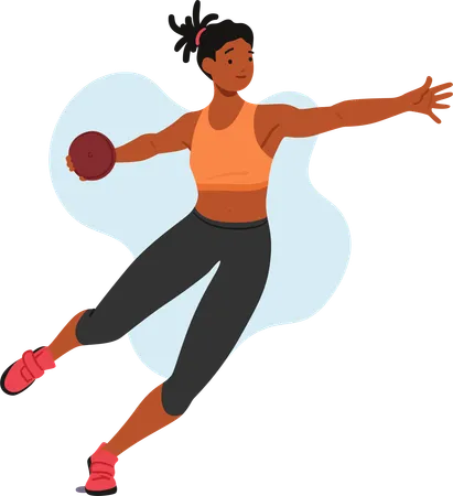 Discus Throwing Athlete Female Character Exhibits Precision And Strength Spinning Within A Circle Before Launching A Heavy Discus Aiming For Maximum Distance Cartoon People Vector Illustration Illustration