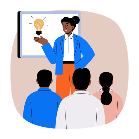 Discutir ideas en una reunión de equipo  Ilustración