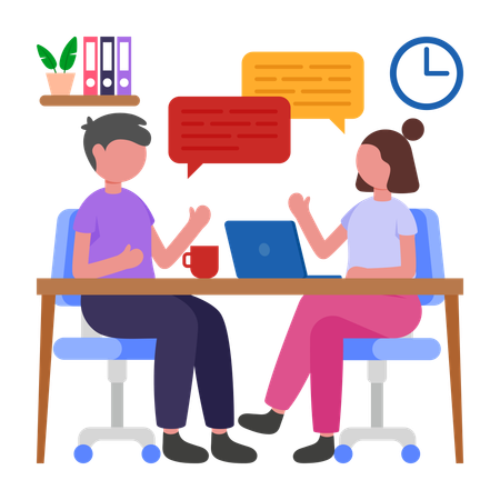 Discussão de negócios no escritório  Ilustração