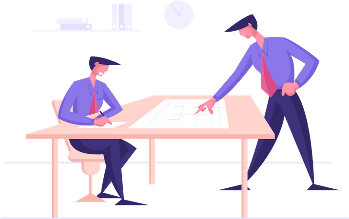 Discussion between employees  Illustration