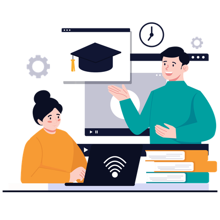 Discours de remise de diplôme en ligne  Illustration