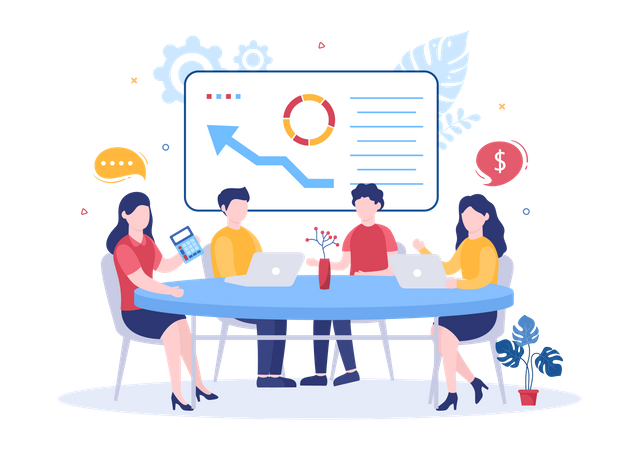 Discussion sur la stratégie budgétaire par l'équipe de projet  Illustration