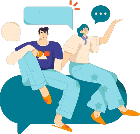 Chats en couple en ligne via une application  Illustration